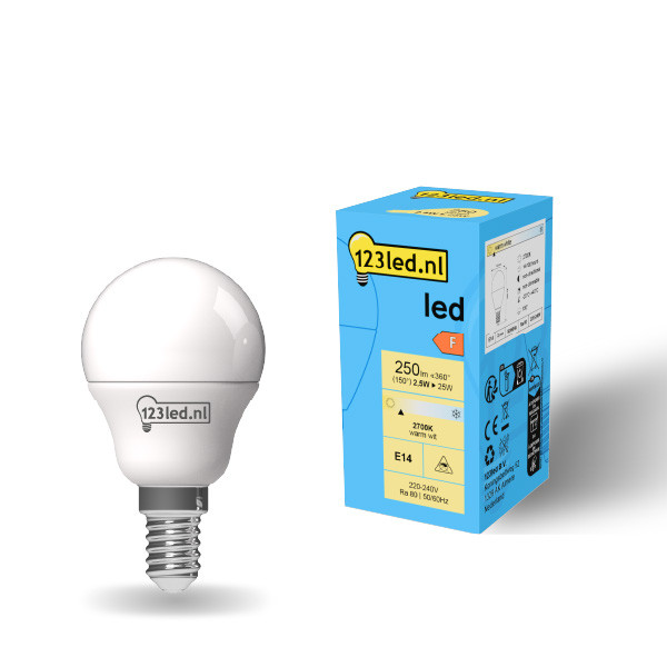 Λάμπα LED ματ μπάλας E14 123 led 2.5W (25W) | 2700K LDR01896 - 1