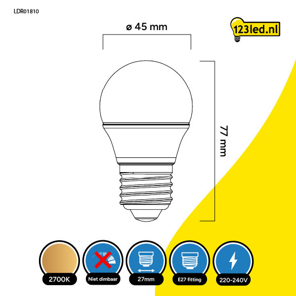 Λάμπα LED ματ μπάλας E27 123 led 6,5W (60W) | 2700K LDR01810 - 2