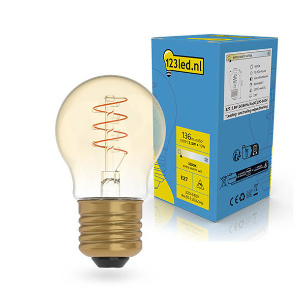 Λάμπα LED 123 led E27 | Λάμπα P45 | Νήμα | Χρυσό | 1800K | Ρύθμιση φωτισμού | 2.5W (15W) LDR02228 - 1