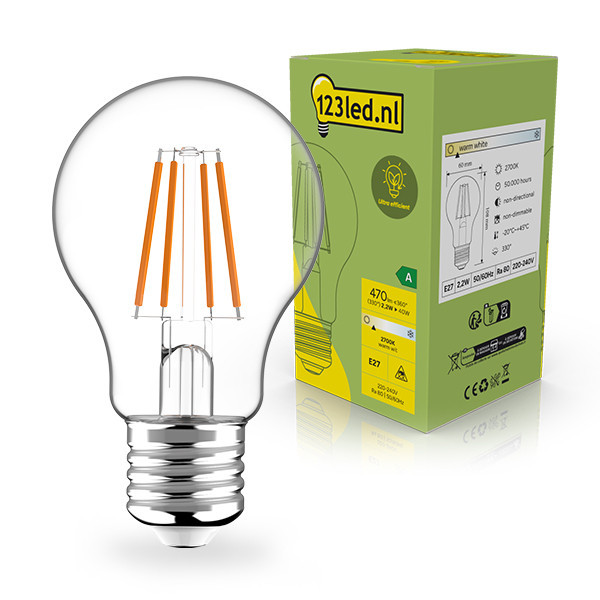 Λάμπα LED 123 led E27 Διαφανής Νήματος Αχλάδι A60 2.2W (40W) | 2700K LDR02398 - 1