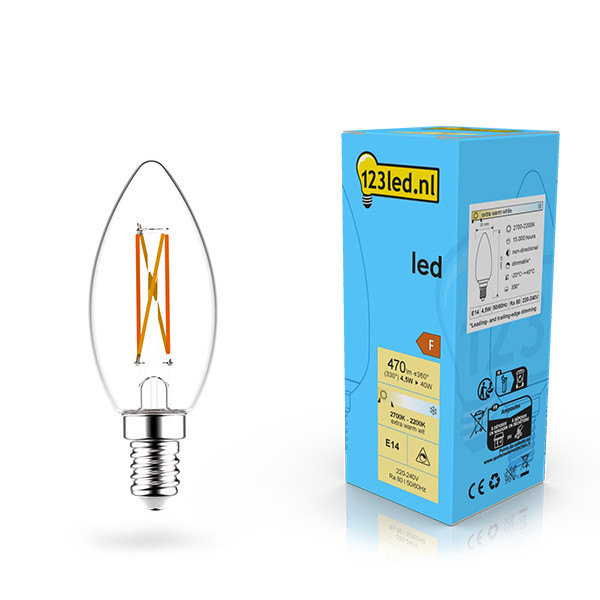 Λάμπα LED 123led E14 Candle Filament Dimmable 4,5W (40W) LDR02074 - 1