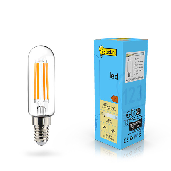 Λάμπα LED 123led E14 Filament Clear Tube 2700K 4.5W (40W) LDR02126 - 1