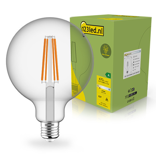 Λάμπα LED 123led E27 Globe G125 Filament Clear 2700K 2.2W Warm White (40W) LDR02410 - 1