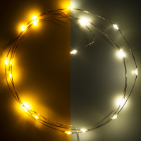 Λαμπάκια με μπαταρία 123led, 1 μέτρο, έξτρα ζεστό λευκό & ζεστό λευκό, 20 φώτα, χάλκινα LDR07276