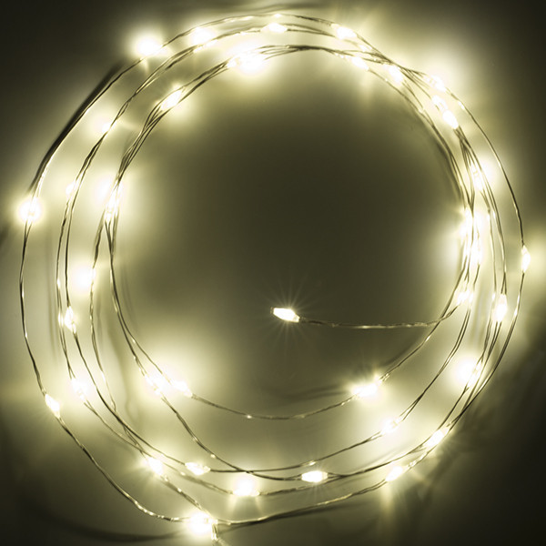 Λαμπάκια σε σειρά με μπαταρία 123 led 2 μέτρα έξτρα ζεστό λευκό & ζεστό λευκό 40 λαμπάκια ασημί LDR07280 - 3
