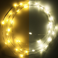 Λαμπάκια σε σειρά με μπαταρία 123 led 2 μέτρα έξτρα ζεστό λευκό & ζεστό λευκό 40 λαμπάκια ασημί LDR07280