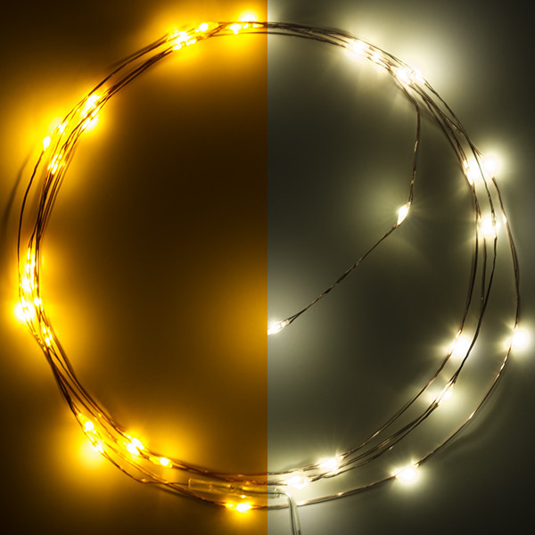 Λαμπάκια σε σειρά με μπαταρία 123 led, 2 μέτρα, έξτρα ζεστό λευκό & ζεστό λευκό, 40 φώτα, χάλκινα LDR07277 - 1