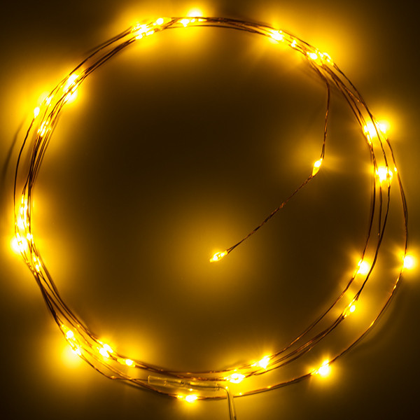 Λαμπάκια σε σειρά με μπαταρία 123 led, 2 μέτρα, έξτρα ζεστό λευκό & ζεστό λευκό, 40 φώτα, χάλκινα LDR07277 - 2