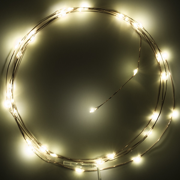 Λαμπάκια σε σειρά με μπαταρία 123 led, 2 μέτρα, έξτρα ζεστό λευκό & ζεστό λευκό, 40 φώτα, χάλκινα LDR07277 - 3