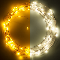 Λαμπάκια σε σειρά με μπαταρία 123 led 5 μέτρα έξτρα ζεστό λευκό & ζεστό λευκό 100 φώτα χάλκινα LDR07278
