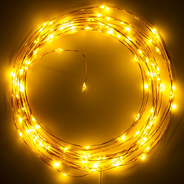 Λαμπάκια σε σειρά με μπαταρία 123 led 5 μέτρα έξτρα ζεστό λευκό & ζεστό λευκό 100 φώτα χάλκινα LDR07278 - 2