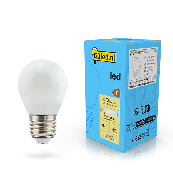 Λαμπτήρας 123led E27 LED Ματ Σφαιρικός Dimmable 4,5W (40W) LDR02084 - 1