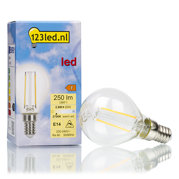 Λαμπτήρας LED 123LED E14 Filament Dimmable 2700K 250lm 2.8W Warm White LDR01608 - 1