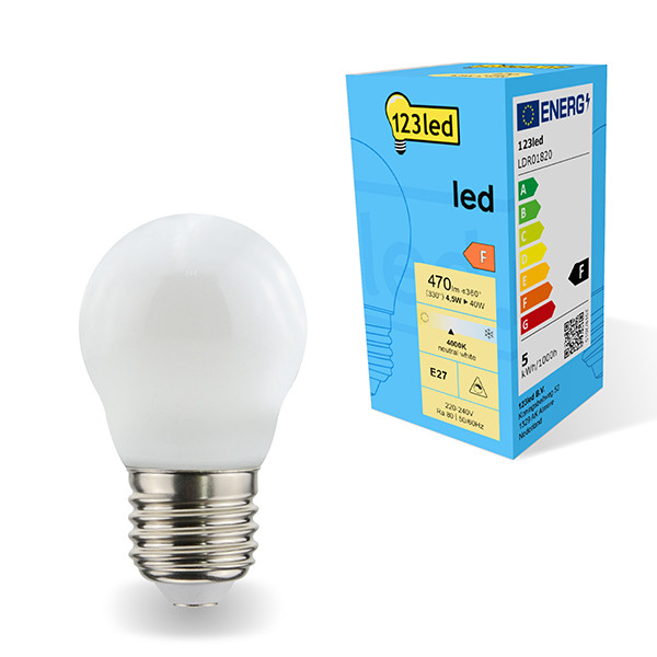 Λαμπτήρας LED E27 123 led με δυνατότητα ρύθμισης φωτεινότητας, ματ, μπάλας 4,5W (40W) | 4000K LDR01820 - 1