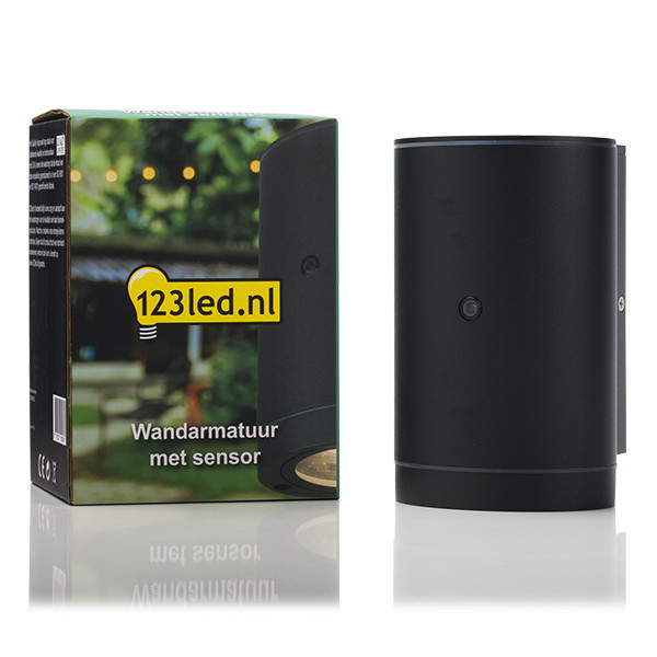 Μαύρο οβάλ φωτιστικό τοίχου Kingston 123 led με αισθητήρα | Κατάλληλο για 1 x GU10 LDR08523 - 2