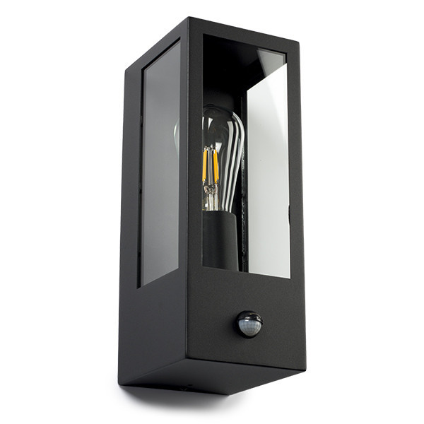 Μαύρο ορθογώνιο φωτιστικό τοίχου Manhattan 123 led με αισθητήρα | Κατάλληλο για 1 x E27 LDR08528 - 3