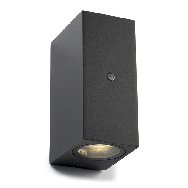 Μαύρο τετράγωνο επιτοίχιο φωτιστικό Avalon 123led με αισθητήρα | Κατάλληλο για 1 x GU10 LDR08522 - 1