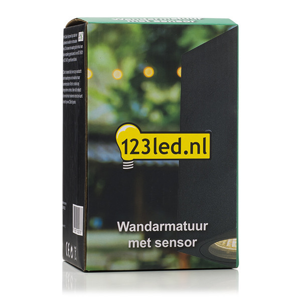 Μαύρο τετράγωνο επιτοίχιο φωτιστικό Avalon 123led με αισθητήρα | Κατάλληλο για 1 x GU10 LDR08522 - 6