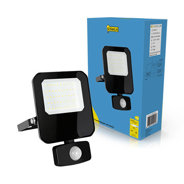 Προβολέας 123led με αισθητήρα 20W | 6500K | 2400 lumens | IP65 | Μαύρο LDR02205 - 1