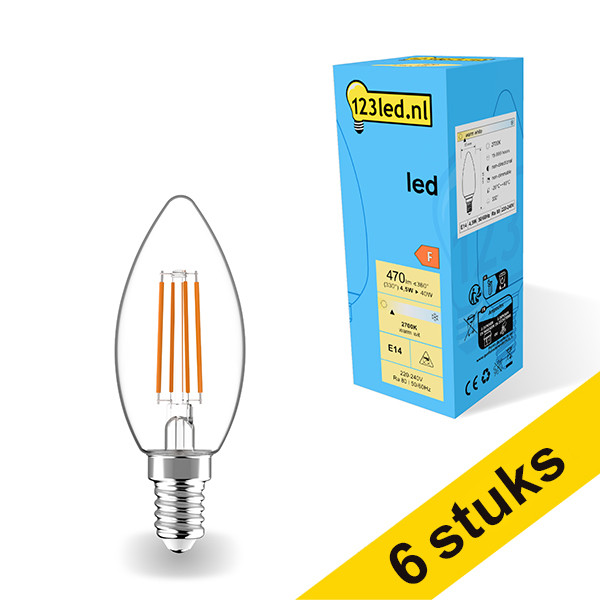 Προσφορά: Λάμπα LED 123led E14 Candle Filament 4,5W (40W) 6Τεμ LDR01875 - 1