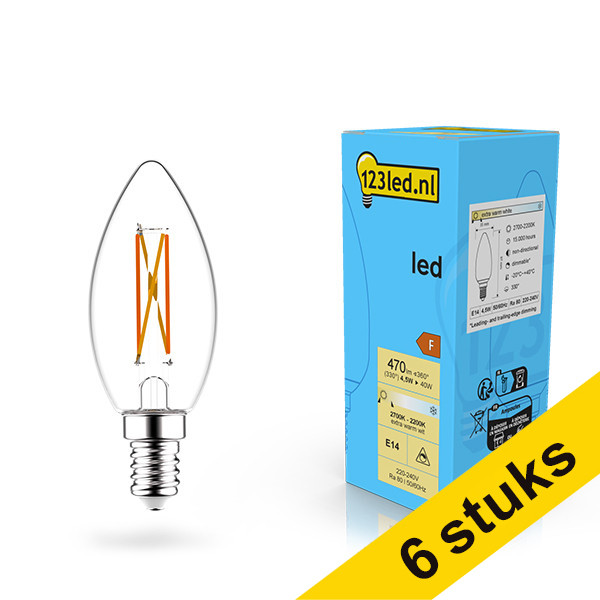 Προσφορά: Λάμπα LED 123led E14 Candle Filament Dimmable 4,5W (40W) 6Τεμ LDR02075 - 1