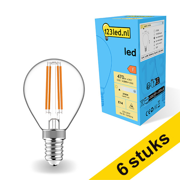 Προσφορά: Λάμπα LED 123led E14 Filament 2700Κ 4,5W (40W) 6Τεμ LDR01887 - 1