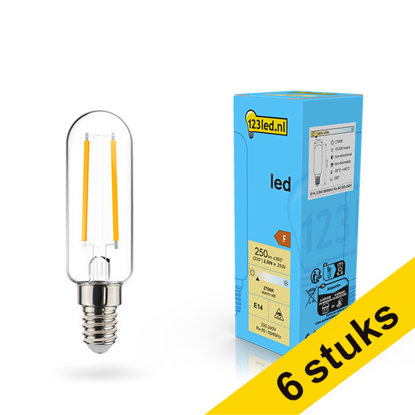 Προσφορά: Λάμπα LED 123led E14 Filament Clear Tube 2700K 2.5W (25W) 6Tεμ LDR02125 - 1