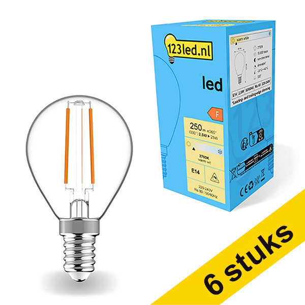 Προσφορά: Λάμπα LED 123led E14 Filament Dimmable 2700K 2.5W Warm White (25W) 6Τεμ LDR01893 - 1