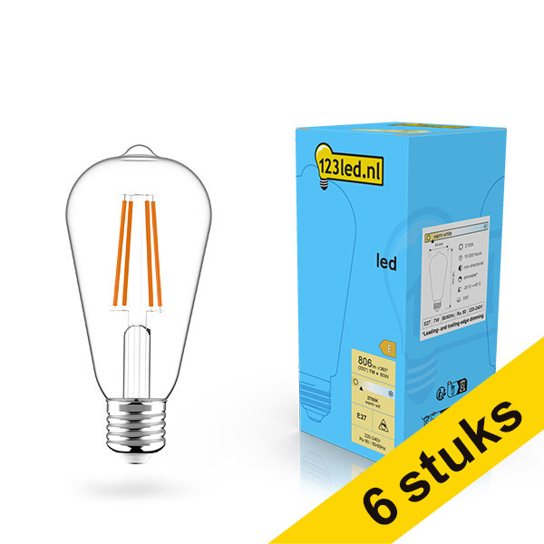 Προσφορά: Λάμπα LED 123led E27 Edison Filament Dimmable 7W Warm White (60W) 6Τεμ LDR02115 - 1