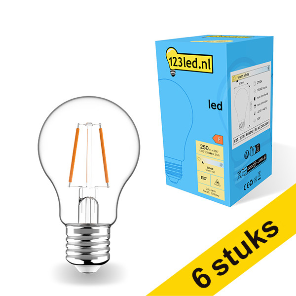 Προσφορά: Λάμπα LED 123led E27 Filament 2700K 2,5W Warm White (25W) 6Τεμ LDR01787 - 1