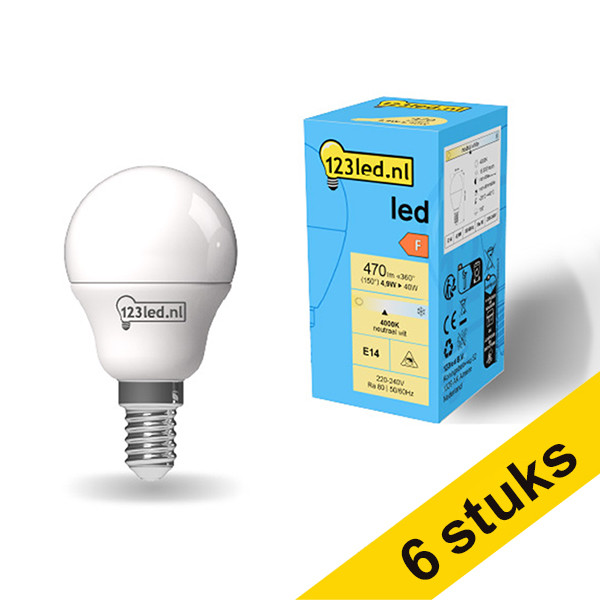 Προσφορά: 6 Λάμπες LED ματ μπάλας E14 123 led 4,9W (40W) | 4000K LDR01903 - 1