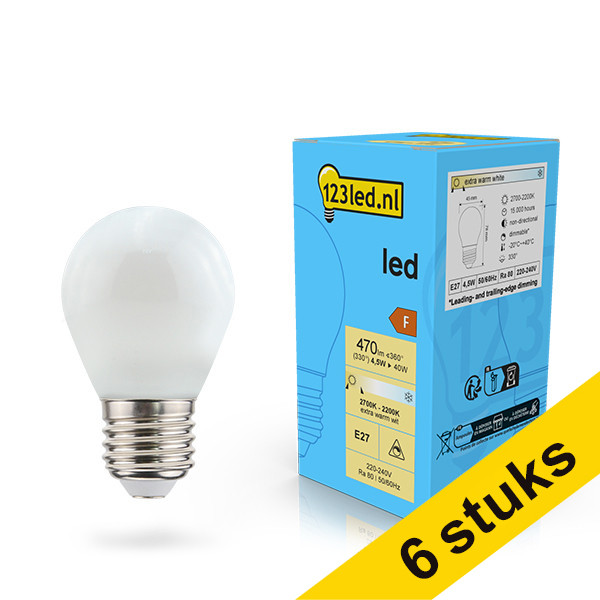 Προσφορά: 6 123led E27 LED ματ σφαιρικός λαμπτήρες dimmable 4,5W (40W) LDR02085 - 1