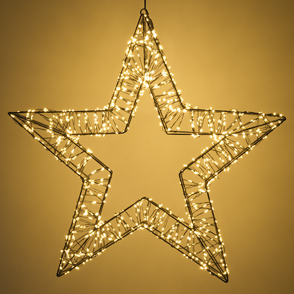 Χριστουγεννιάτικο αστέρι LED 123 με θηλιά κρέμασης 56 cm, έξτρα ζεστό λευκό & ζεστό λευκό 1200 φώτα μαύρο LDR07269 - 3