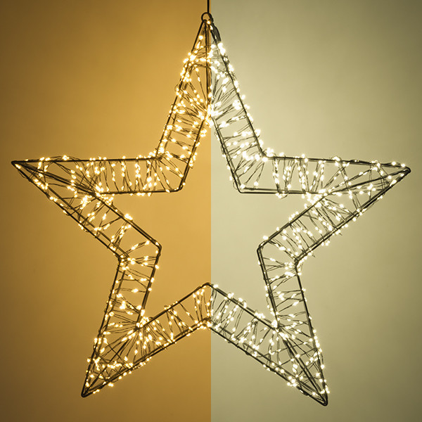 Χριστουγεννιάτικο αστέρι LED 123 με θηλιά κρέμασης 56 cm, έξτρα ζεστό λευκό & ζεστό λευκό 1200 φώτα μαύρο LDR07269 - 1