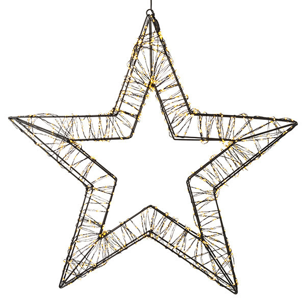 Χριστουγεννιάτικο αστέρι LED 123 με θηλιά κρέμασης 56 cm, έξτρα ζεστό λευκό & ζεστό λευκό 1200 φώτα μαύρο LDR07269 - 2