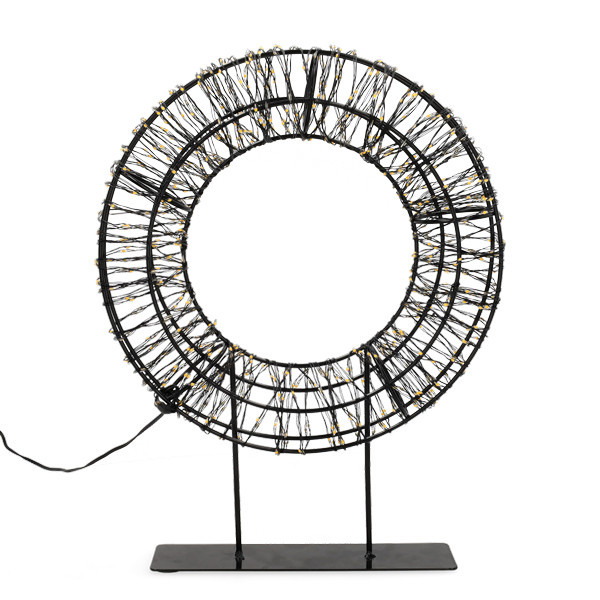 Χριστουγεννιάτικο στεφάνι LED 123 τεμαχίων σε βάση 28 cm, έξτρα ζεστό λευκό & ζεστό λευκό 800 λαμπάκια μαύρο LDR07324 - 4