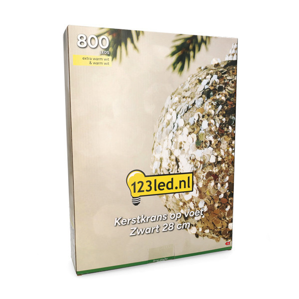 Χριστουγεννιάτικο στεφάνι LED 123 τεμαχίων σε βάση 28 cm, έξτρα ζεστό λευκό & ζεστό λευκό 800 λαμπάκια μαύρο LDR07324 - 7