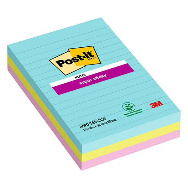 Αυτοκόλλητα Xαρτάκια 3M Post-it με Γραμμές Cosmic 101 x 152 mm 3τμχ 201062 - 1