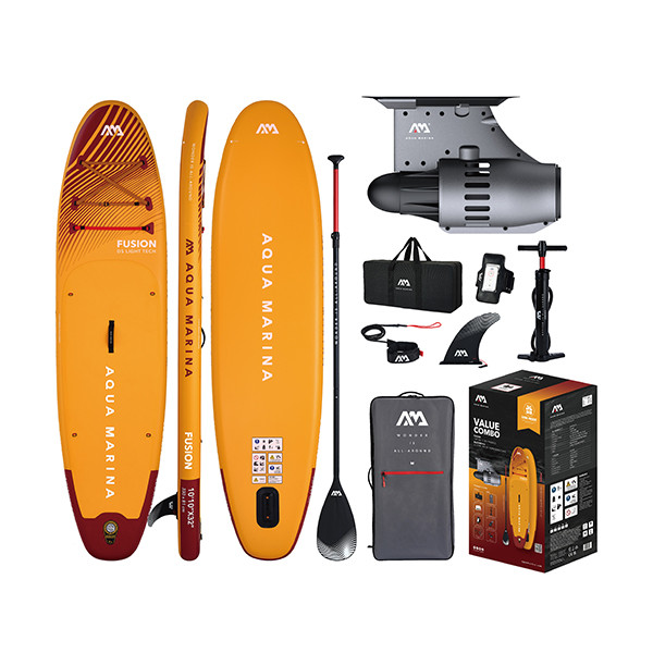 Φουσκωτή Σανίδα iSUP Aqua Marina Fusion Combo με Αποσπώμενο Ηλεκτρικό Πτερύγιο BlueDrive S 330x81x15cm Πορτοκαλί BT-23FUPFS 404519 - 1