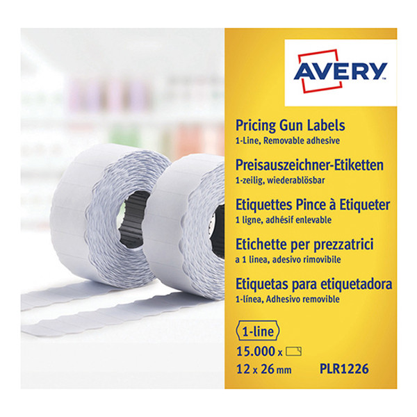 Αφαιρούμενες ετικέτες πιστολιού τιμών Avery Zweckform PLR1226 26 x 12 mm λευκές (15.000 ετικέτες) 212667 - 1