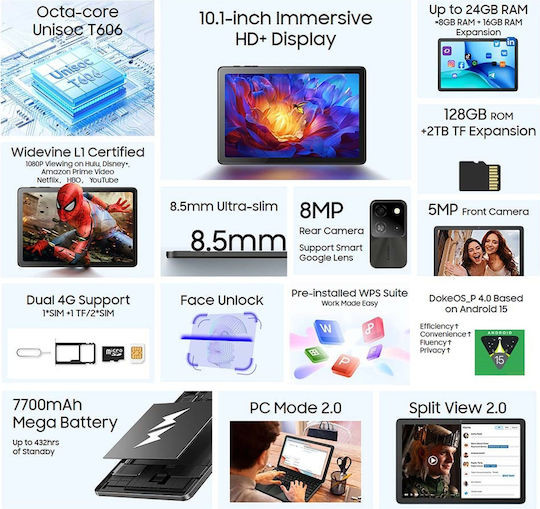 BlackView Tab 60 Pro Set 10.1" 4G 8GB 128GB Volcano Grey 570280 - 5