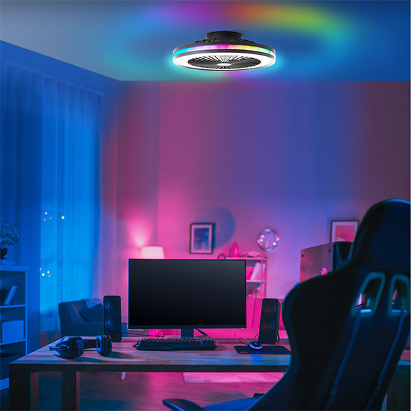 Ανεμιστήρας οροφής με λάμπα LED | Palmero | Ø 46,6 cm | RGBIC + 2700-6500K | Μαύρο | 40W | Λαμπερό LBR00013 - 3