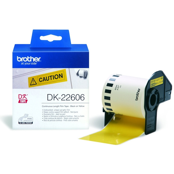 Brother Αυτοκόλλητες Ετικέτες Brother DK-22606 15.24m x 62mm Black on Yellow DK22606 080748 - 1