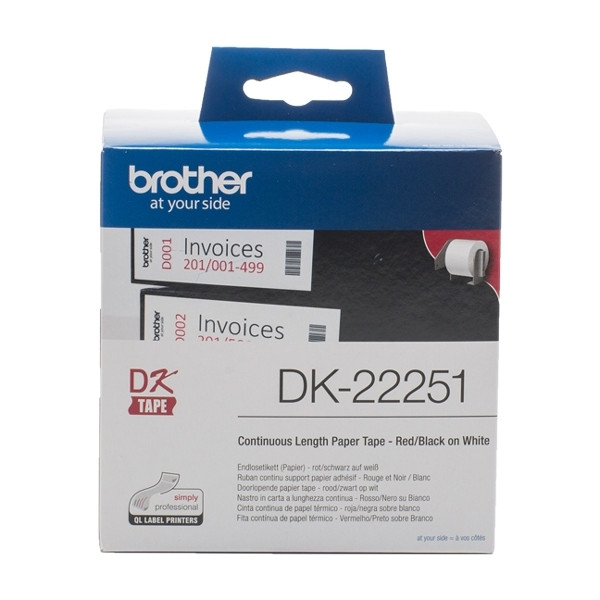 Brother Αυτοκόλλητο Θερμικό Χαρτί Ρολό Brother DK-22251 15,2m x 62mm Red/Black on White DK-22251 080776 - 1