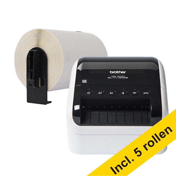 Επαγγελματικός εκτυπωτής ετικετών Brother QL-1110NWBc με Wi-Fi + 5 ρολά ετικετών αποστολής 833466 - 1