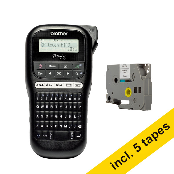 Ετικετογράφος Brother PT-H110 (QWERTY) + 5 ασπρόμαυρες κασέτες 833462 - 1
