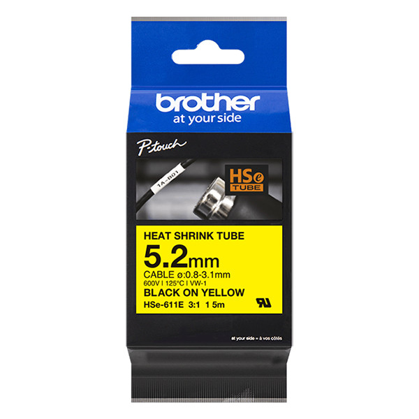 Θερμοσυστελλόμενη Ταινία Brother HSe-611E Black on Yellow 6 mm 350636 - 1