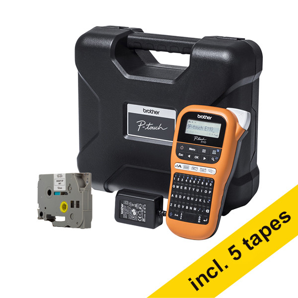 Σύστημα βιομηχανικής ετικέτας Brother PT-E110VP με θήκη μεταφοράς (QWERTY) + 5 ασπρόμαυρες ταινίες 833463 - 1