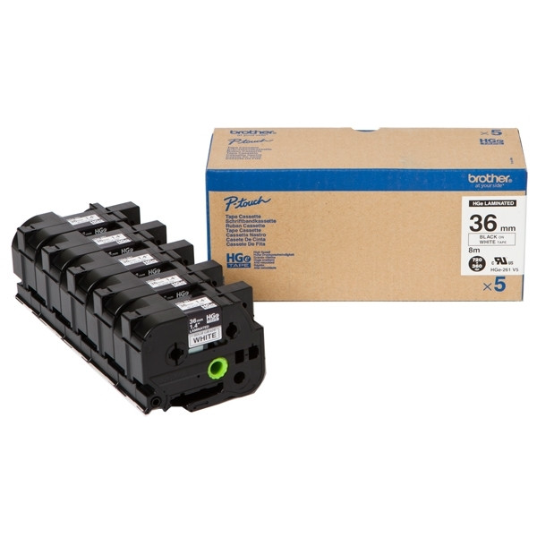 Brother Ταινία Brother HGe-261V5 Υψηλής Ποιότητας 8m x 36mm Black on White 5-pack HGe261V5 080916 - 1