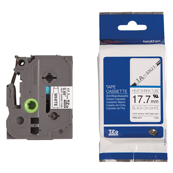 Ταινία Brother HSe-241 Heat-Shrink Black on White 1.5m x 18 mm 088888 - 1